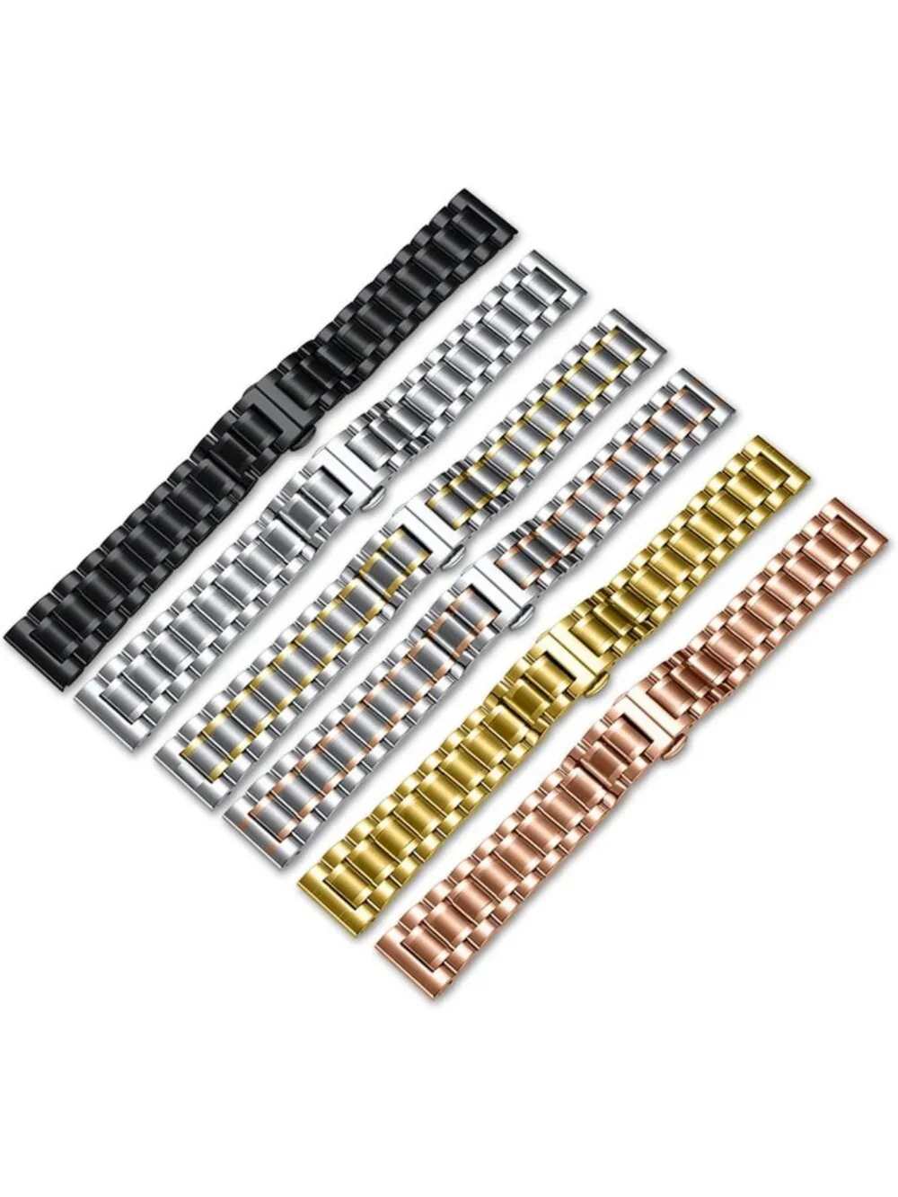 Universal Stainless Steel Watch Band - 14mm to 24mm Adjustable Metal Strap for